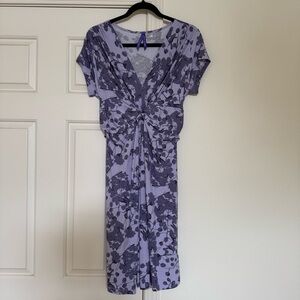 Seraphine - Maternity Floral Purple Knot Dress, Size US 6